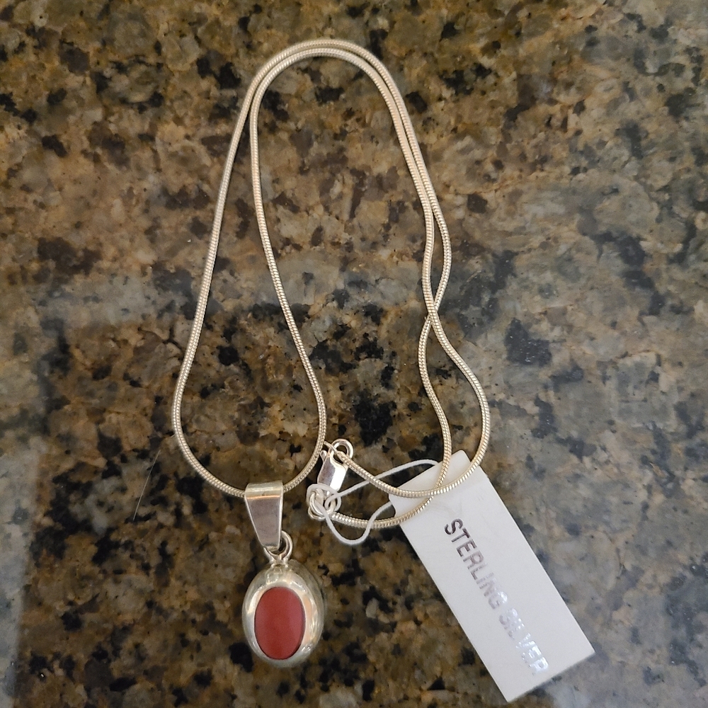 Silver Chain&Necklace With Coral